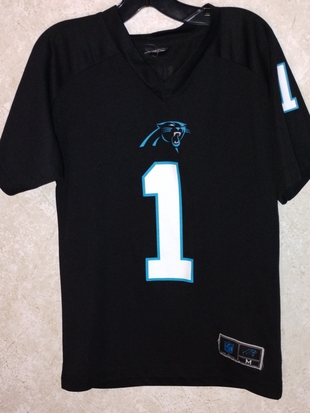 NFL Kids Carolina Panthers #1 Jersey in Black and Blue And Hat